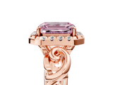 Rose gold Fancy Pink Emerald  Cut Halo Diamond Ring with Scrollwork Band and Four-Prong Setting_106