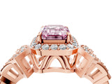 Rose gold Fancy Pink Emerald Cut Halo Diamond Split Shank Engagement Ring with Four-Prong Setting_10