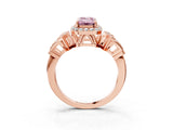 Rose gold Fancy Pink Emerald Cut Halo Diamond Split Shank Engagement Ring with Four-Prong Setting_3