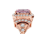 Rose gold Fancy Pink Emerald Cut Halo Diamond Split Shank Engagement Ring with Four-Prong Setting_5