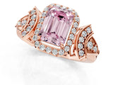 Rose gold Fancy Pink Emerald Cut Halo Diamond Split Shank Engagement Ring with Four-Prong Setting_7