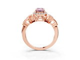 Rose gold Fancy Pink Emerald Cut Halo Diamond Split Shank Engagement Ring with Four-Prong Setting_9
