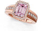 Rose gold Fancy Pink Emerald  Cut Halo Pave Band Four-Prong Ring_50