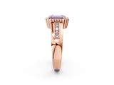 Rose gold Fancy Pink Emerald  Cut Halo Pave Band Four-Prong Ring_51