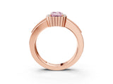 Rose gold Fancy Pink Emerald  Cut Halo Pave Band Four-Prong Ring_52
