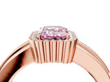 Rose gold Fancy Pink Emerald  Cut Halo Pave Band Four-Prong Ring_53