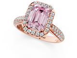 Rose gold Fancy Pink Emerald  Cut Halo Pave Band Four-Prong Setting Ring_38