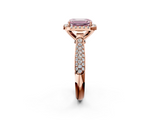 Rose gold Fancy Pink Emerald  Cut Halo Pave Band Four-Prong Setting Ring_39