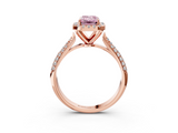 Rose gold Fancy Pink Emerald  Cut Halo Pave Band Four-Prong Setting Ring_40