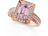 Rose gold Fancy Pink Emerald  Cut Halo Pave Split Shank Prong Setting Ring_33