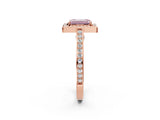 Rose gold Fancy Pink Emerald  Cut Halo Pave Split Shank Prong Setting Ring_34