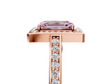 Rose gold Fancy Pink Emerald  Cut Halo Pave Split Shank Prong Setting Ring_37