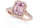 Rose gold Fancy Pink Emerald Cut Halo Round Diamond Pavé Band with Four-Prong Setting_4