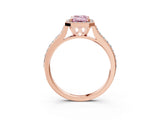 Rose gold Fancy Pink Emerald Cut Halo Round Diamond Pavé Band with Four-Prong Setting_6
