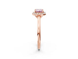 Rose gold Fancy Pink Emerald Cut Halo Round Diamond Solitaire Engagement Ring with Pave Band and Four-Prong Setting_14