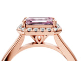 Rose gold Fancy Pink Emerald Cut Halo Round Diamond Solitaire Engagement Ring with Pave Band and Four-Prong Setting_16