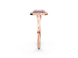 Rose gold Fancy Pink Emerald Cut Halo Round Diamond Solitaire Ring with Pavé Band and Four-Prong Setting_2