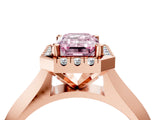 Rose gold Fancy Pink Emerald  Cut Halo Solitaire Engagement Ring with Square Band and Four-Prong Setting_139