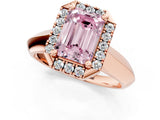 Rose gold Fancy Pink Emerald  Cut Halo Solitaire Engagement Ring with Square Band and Four-Prong Setting_67