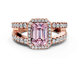 Rose gold Fancy Pink Emerald  Cut Halo Split Shank Diamond Ring with Four-Prong Setting_43
