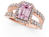 Rose gold Fancy Pink Emerald  Cut Halo Split Shank Diamond Ring with Four-Prong Setting_44