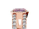 Rose gold Fancy Pink Emerald  Cut Halo Split Shank Diamond Ring with Four-Prong Setting_48