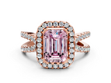 Rose gold Fancy Pink Emerald  Cut Halo Split Shank Pave Set Ring_62