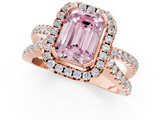Rose gold Fancy Pink Emerald  Cut Halo Split Shank Pave Set Ring_63