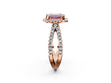 Rose gold Fancy Pink Emerald  Cut Halo Split Shank Pave Set Ring_64