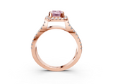 Rose gold Fancy Pink Emerald  Cut Halo Split Shank Pave Set Ring_65