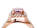 Rose gold Fancy Pink Emerald  Cut Halo Split Shank Pave Set Ring_66