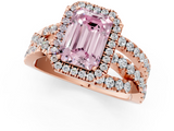 Rose gold Fancy Pink Emerald  Cut Halo Split Shank Prong Setting Ring_61