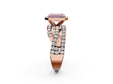 Rose gold Fancy Pink Emerald  Cut Halo Split Shank Prong Setting Ring_62