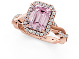 Rose gold Fancy Pink Emerald  Cut Halo Twisted Band Four-Prong Ring_21