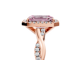 Rose gold Fancy Pink Emerald  Cut Halo Twisted Band Four-Prong Ring_25