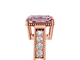 Rose gold Fancy Pink Emerald  Cut Milgrain Channel Set Engagement Ring with Solitaire Prong Setting_73