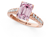 Rose gold Fancy Pink Emerald  Cut Pavé Band Solitaire Ring with Four-Prong Setting_57