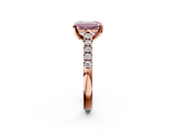 Rose gold Fancy Pink Emerald  Cut Pavé Band Solitaire Ring with Four-Prong Setting_58