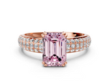 Rose gold Fancy Pink Emerald  Cut Pave Diamond Engagement Ring with Channel Set Band and Four-Prong Setting_20