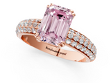Rose gold Fancy Pink Emerald  Cut Pave Diamond Engagement Ring with Channel Set Band and Four-Prong Setting_21