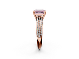 Rose gold Fancy Pink Emerald  Cut Pave Diamond Engagement Ring with Channel Set Band and Four-Prong Setting_22