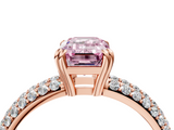 Rose gold Fancy Pink Emerald  Cut Pave Diamond Engagement Ring with Channel Set Band and Four-Prong Setting_24