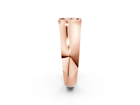 Rose gold Fancy Pink Emerald Cut Solitaire Bezel Set Diamond Ring with Wide Band_2