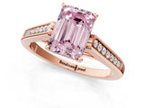 Rose gold Fancy Pink Emerald Cut Solitaire Cathedral Diamond Engagement Ring with Channel-Set Band and Four-Prong Setting_4