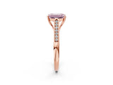 Rose gold Fancy Pink Emerald Cut Solitaire Cathedral Diamond Engagement Ring with Channel-Set Band and Four-Prong Setting_5