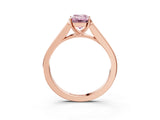 Rose gold Fancy Pink Emerald Cut Solitaire Cathedral Diamond Engagement Ring with Channel-Set Band and Four-Prong Setting_6