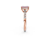 Rose gold Fancy Pink Emerald Cut Solitaire Diamond Engagement Ring with Pavé Band and Six-Prong Setting_14