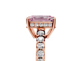 Rose gold Fancy Pink Emerald Cut Solitaire Diamond Engagement Ring with Pavé Band and Six-Prong Setting_17
