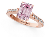 Rose gold Fancy Pink Emerald  Cut Solitaire Diamond Engagement Ring with Pave Band and Four-Prong Setting_181