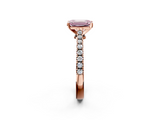 Rose gold Fancy Pink Emerald  Cut Solitaire Diamond Engagement Ring with Pave Band and Four-Prong Setting_182